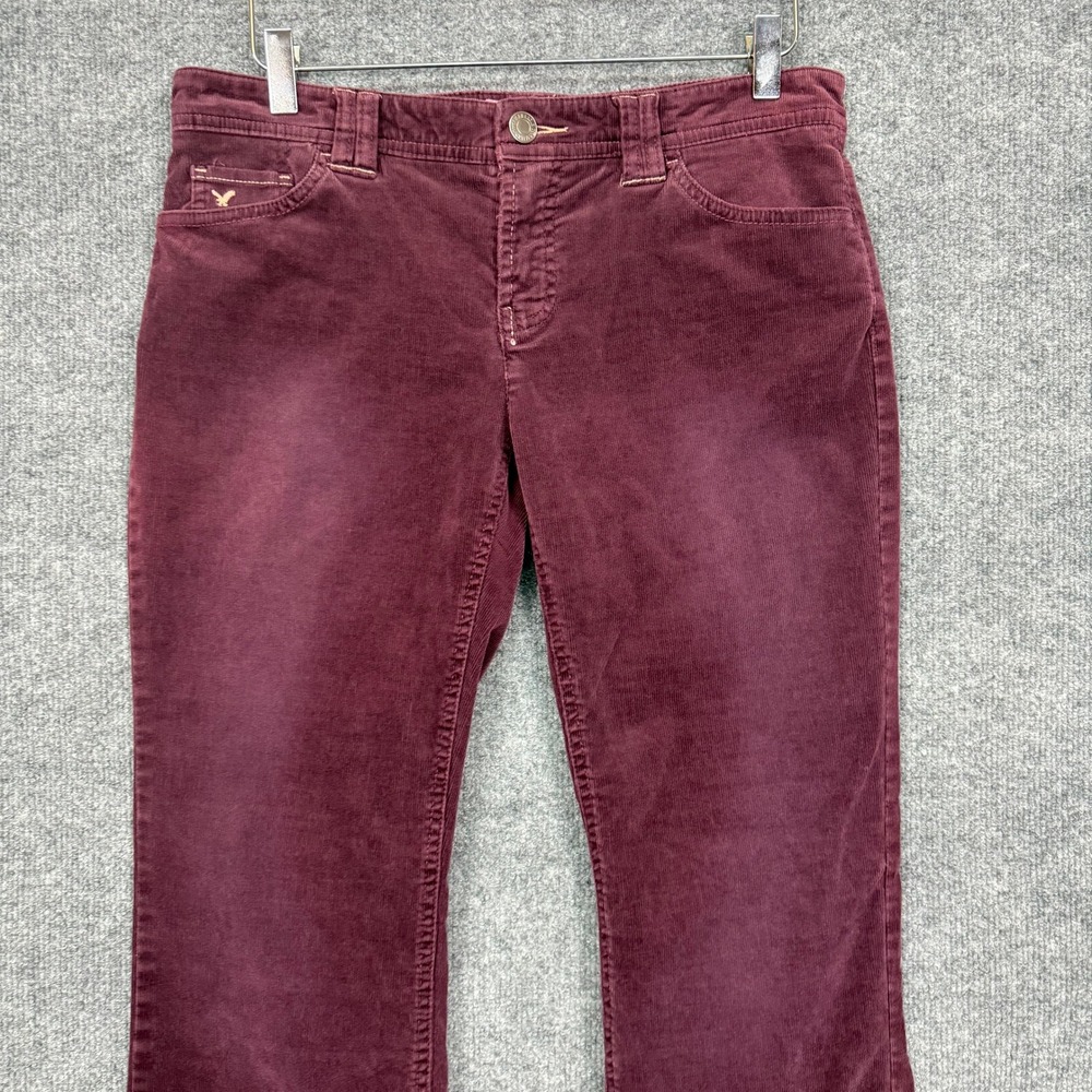American Eagle Pants Womens 8 Burgundy Corduroy Flare Cotton Stretch Cords Retro - Picture 6 of 12